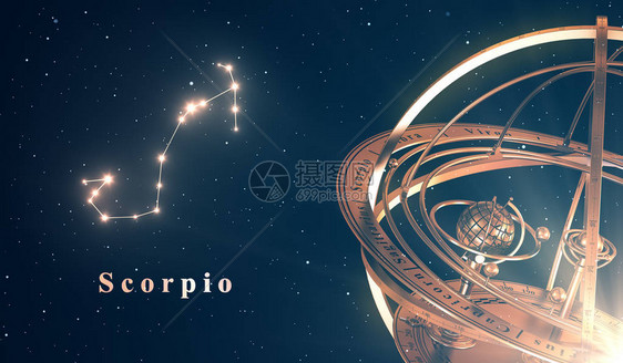 Zodiac星座天蝎和龙卷风环绕图片