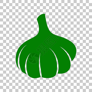 大蒜简单的标志透明背景上的暗绿色图标Garlicsimples图片
