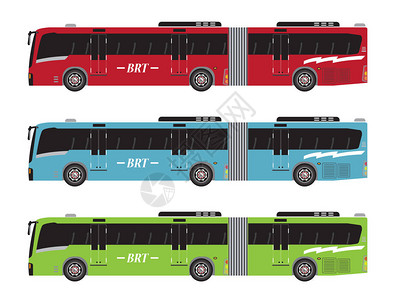 在背景中隔离的快速公交或BRT矢量集图片