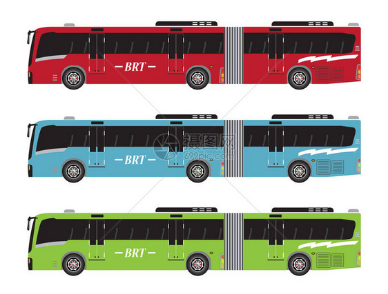 在背景中隔离的快速公交或BRT矢量集图片