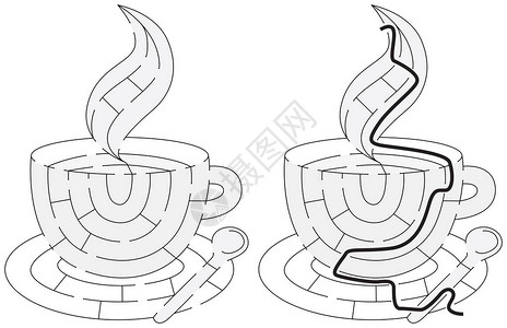为年幼的孩子提供一杯咖啡的简单咖啡迷宫图片