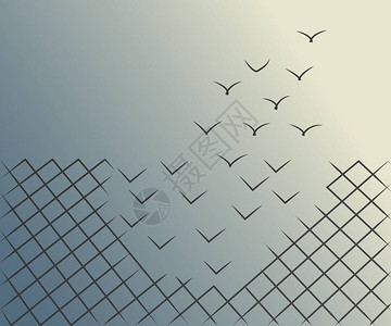 铁丝网栅栏变成飞走的鸟儿的矢量图解自由勇气图片