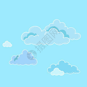 卡通天空和云彩矢量图图片