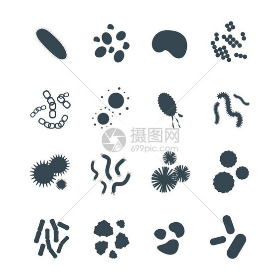 细菌显微分离微生物图标人类微生物学有机体和药物感染生物学疾病原体霉菌病媒图解花粉病HIV图片