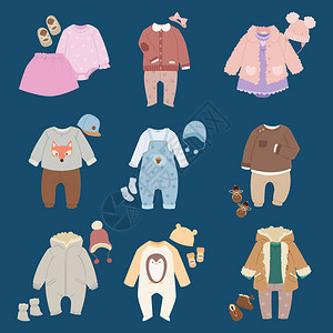 婴儿配饰儿童衣服矢量婴儿衣服现代衬衫系列白色背景婴儿服装设计图片