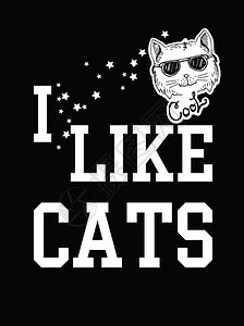 我喜欢猫T衬衣印图片