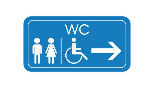 WC厕所矢量图标男人和女人在蓝板图片