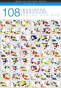 由108平方几何商业小册子模板组成的巨型企业手册样板A4尺寸年度报告中的彩色折纸风格图片