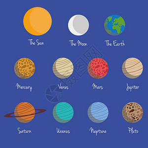 太阳系矢量说明集的行星图片