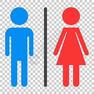 WC厕所平板矢量图标男女以孤立的背景签署图片