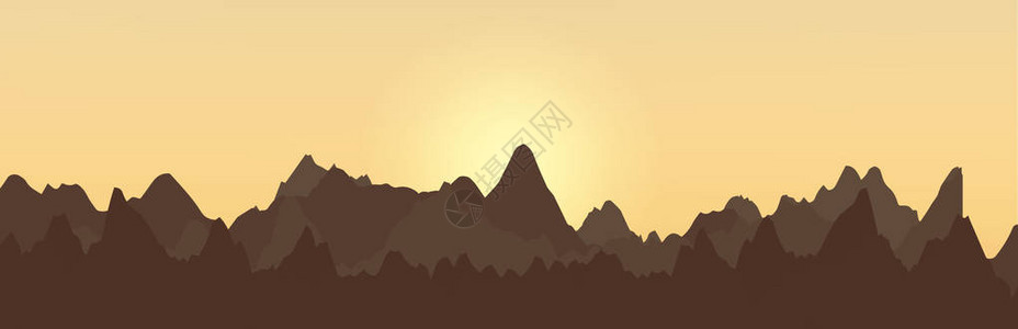 具有山地和升起的太阳矢量图像的图片