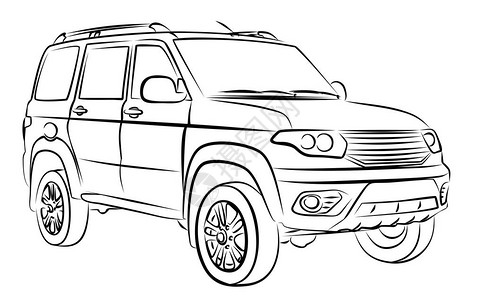 高清图片一辆大型越野车的草图高清图片蓝色粉色比基尼夏季卡通剪贴画