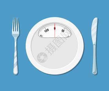 膳食概念用叉刀和叉制成重量级的盘子图片