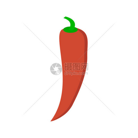 在白色背景隔绝的辣椒辣椒属辣椒的果实红辣椒图标在平面样式中的现实例证厨图片