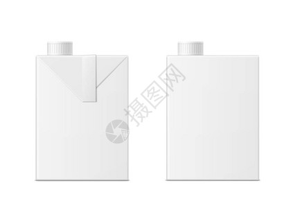 矢量3d模拟白色背景上的牛奶或果汁盒现实的纸箱半升包装隔离您的设计的图片