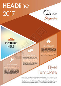 矢量传单公司业务年度报告小册子设计以及棕色线封面介绍图片