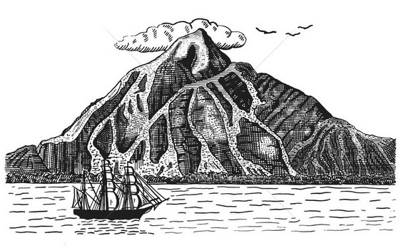 火山附近或山边的帆图片