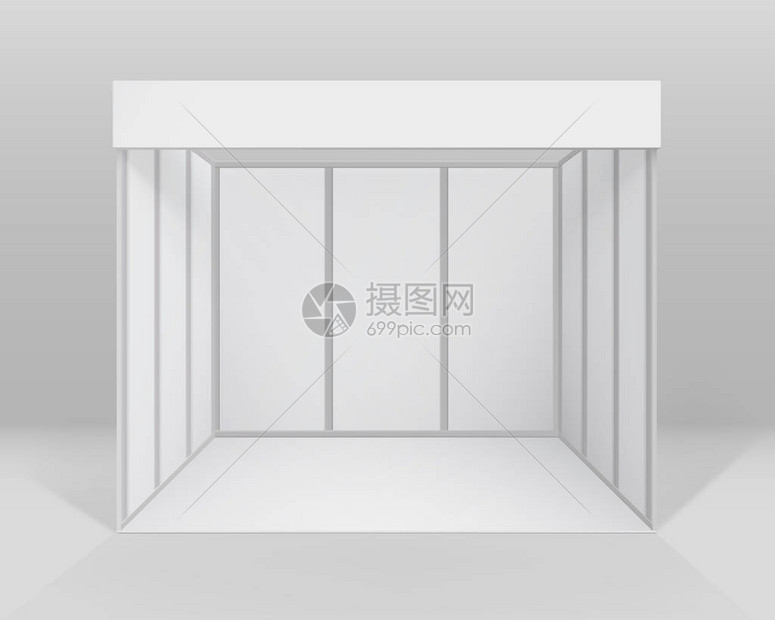 矢量白空室内贸易展览BoothStand演示标准台图片