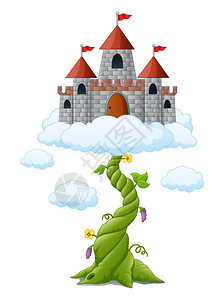 云中城堡卡通豆芽的矢量图解图片