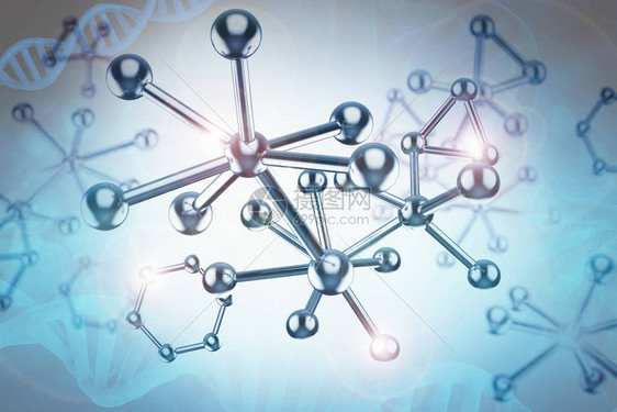3d成蓝色金属分子结构带有dna图片