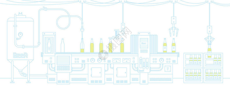 与啤酒生产线合作的机器图片
