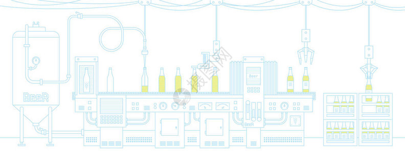 与啤酒生产线合作的机器图片