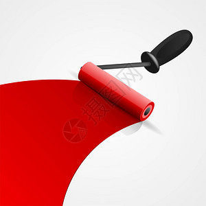 红色画笔滚轮工具矢量图图片