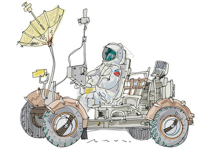 太空月球车或月球车太空探索车插画
