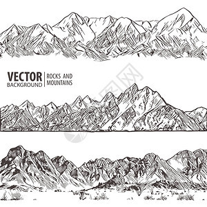 山脉放自然素描尖峰山风景素描手绘背景图片