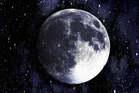 银河系背景的超级蓝色月亮美国航天局提图片
