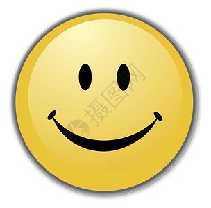 一个快乐的笑脸按钮徽章或图标图片