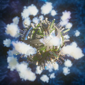 行星城市的3d渲染图片