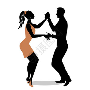 年轻美籍夫妇的休眠带跳舞萨尔背景图片