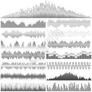 声波矢量组合音效平衡器声音和波在白色背景图片