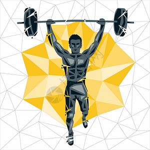 几何Crossfit概念硬拉推举人做健身和运动量来找到矢量剪影积极健图片