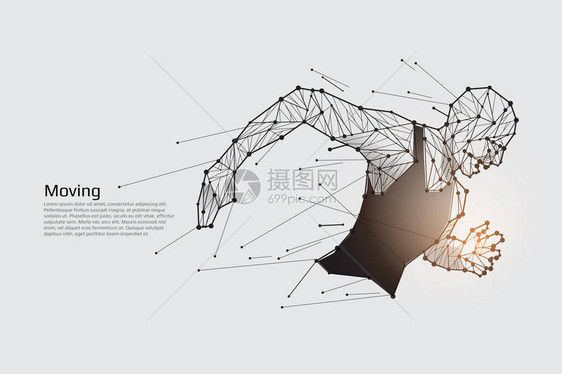 正在运行的男子运动艺术线点概念图片