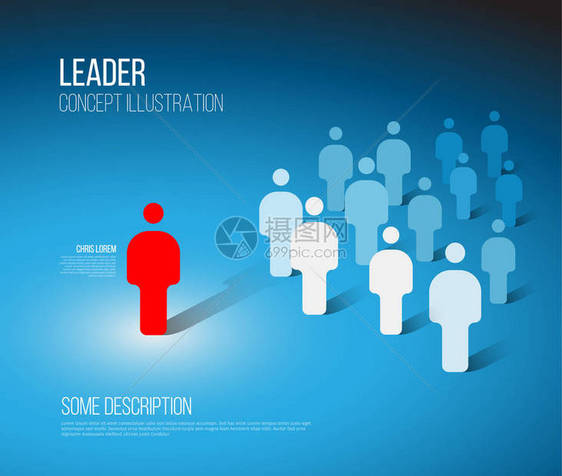 团队领袖概念图示红头的成群数字图片