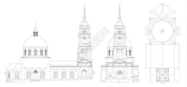 俄罗斯东正教寺庙一幅划线的画条各图片