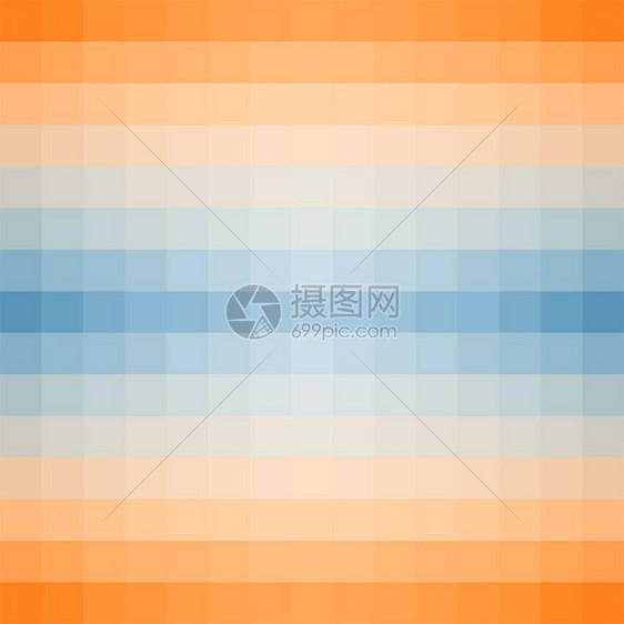 由单色方像素制成的橙色和蓝色阴影中的图片