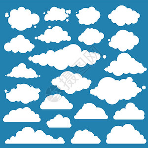为蓝天不同的云图标云形状标签符号标志设置平面图片