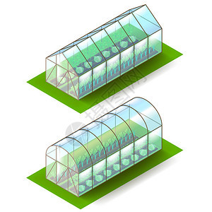 等距温室在白色真实感矢量图上被隔离图片