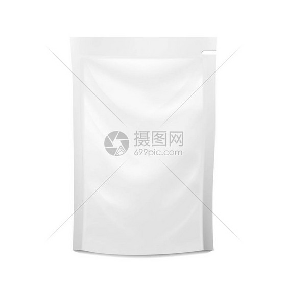 白色空白塑料带嘴袋矢量Doypack食品袋包装果泥的模板包装设计图片