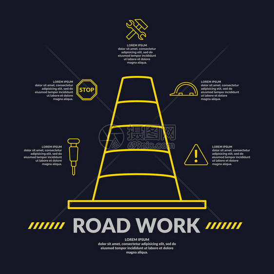 用于文本和信息道路工作的业务信息图表模板完全可编辑的图片