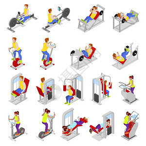 Gym体育员体育设备健身锻炼矢量图片