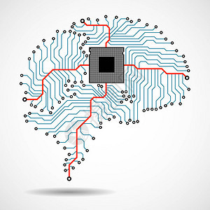 抽象的技术大脑中央处理器电路板向量图片