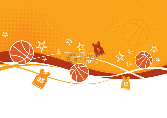 以橙色和黄色为背景的篮球场图片