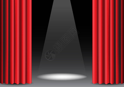 黑色的红窗帘打开点光设计阶段图片