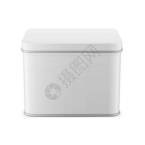 矩形白色光泽锡罐干制品容器茶咖啡糖果香料逼真的包装样机模板矢量图图片