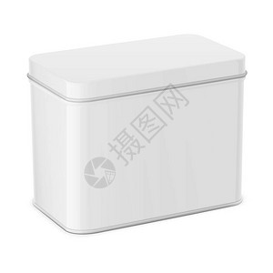 矩形白色光泽锡罐干制品容器茶咖啡糖果香料逼真的包装样机图片