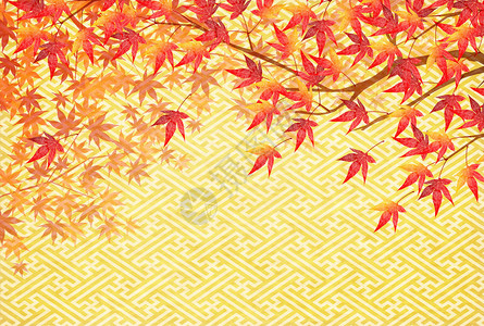 秋叶落日本纸背景图片